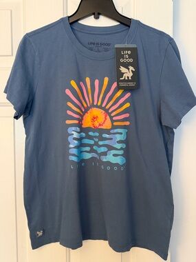 Life Is Good Beach Themed Top Size Large NWT